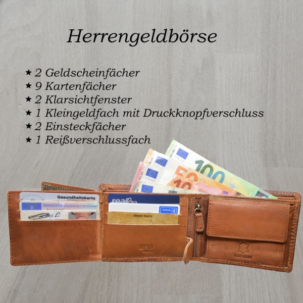 Herrengeldbörse mit Druck Claddagh irisches Symbol Love, Loyalty, Friendship mit RFID Schutz Braun
